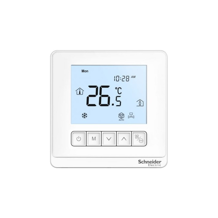 Thermostat, Spacelogic, fan coil proportional, networking, LCD 5 Button, 4P, 3 fan, modbus, external