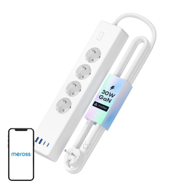 Meross MSP844SMA-EU Smart Fast Charging Power Strip, 4 Outlets + 2x USB-A + 2x USB-C (Matter)