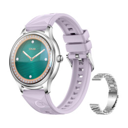 COLMI L28 Smart Watch (Silver-purple + Silver Steel Strap)