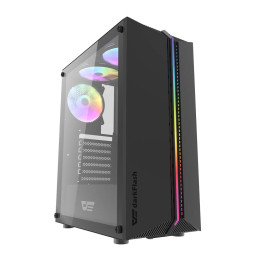 darkFlash DK151 Black PC Case + 3 RGB Fans, ATX, Tempered Glass