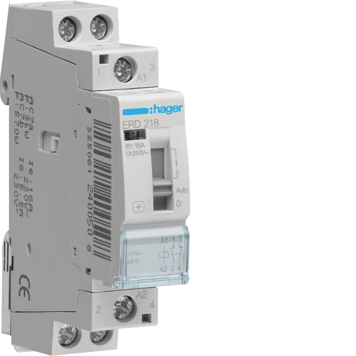 Hager ERD218 Relay Module 16A 1NO+1NC 24V