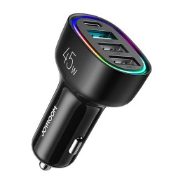 Automašīnas lādētājs Joyroom JR-CL09, 4 porti, 1x USB-C PD, 1x QC3.0 USB, 2x USB (melns)