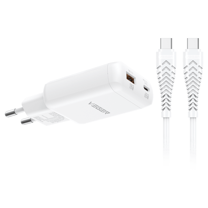 VEGER VG-TR122-Kit-65W1A1C 65 W USB-C PD seinalaadija 1 USB-C ja 1 USB-A-ga