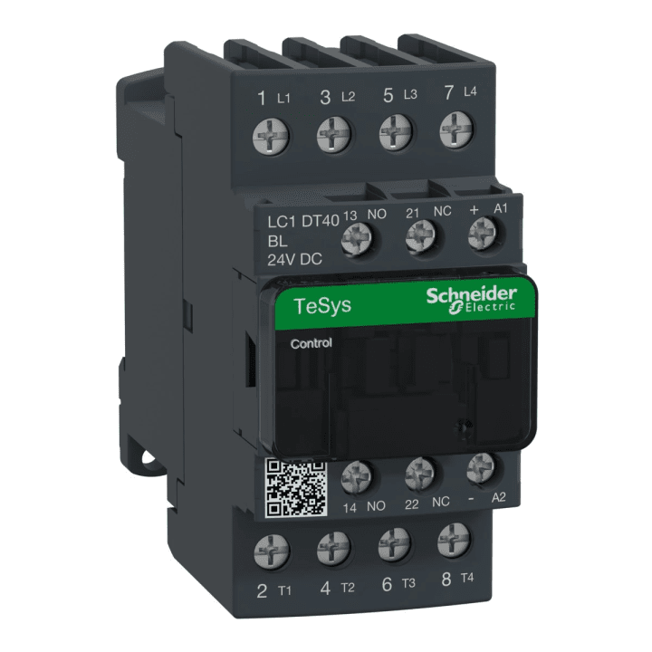 Schneider Electric TeSys Deca 4P 4NO Contactor 24 V DC 40A 440V AC-1 1NO+1NC DIN 45mm