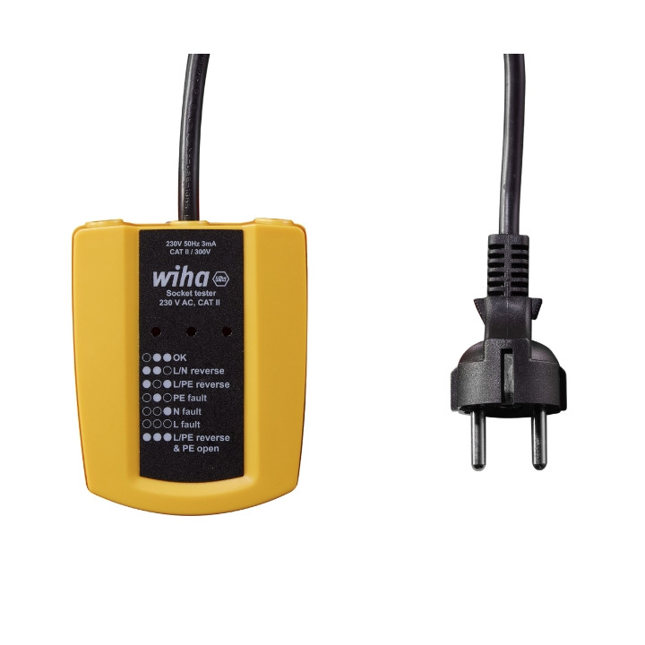 WIHA WH-SOCKET-TEST/45220 Kontaktligzdu testeris, Schuko, sprieguma un vadu pārbaudei