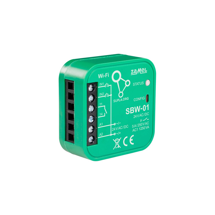 ÄLYKÄS PORTTI- JA OVIOHJAIN SBW-01 Wi-Fi, SUPLA 24 V AC/DC ZAMEL
