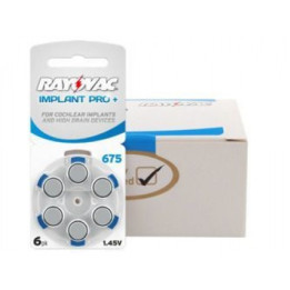 60x komplekts: Rayovac Implant Pro+ 675 PR44 1,45V dzirdes aparātu baterijas 675A 675F ZA675F B6754 DA675 DA675N6 s675 p675 B900