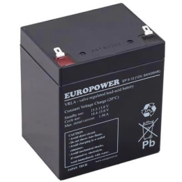 EUROPOWER EP 5-12 T1 – AGM baterija 12 V, 5 Ah, tarnavimo laikas 6–9 metai