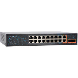 VidiLine VIDI-F1622GBL 16 prievadų PoE jungiklis su 2x RJ45 Uplink ir 2x SFP, 240W