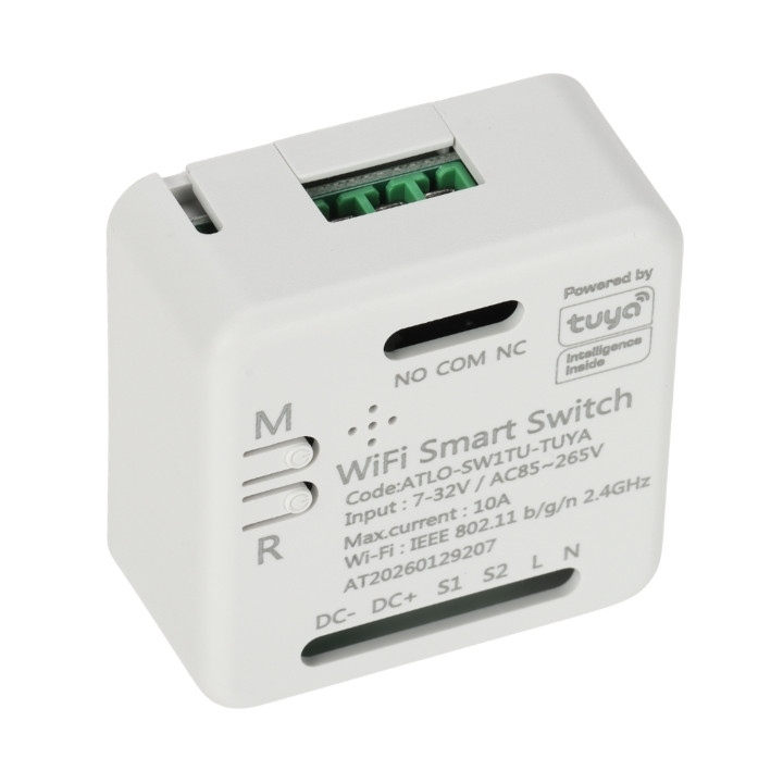 ATLO ATLO-SW1TU-TUYA Умный Wi-Fi настенный выключатель, совместимый с Tuya, голосовое управление с Alexa и Google Home