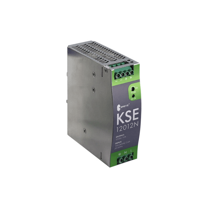 Perjungiamas maitinimo šaltinis DIN bėgiui 12V 10A 120W 230V KSE 12012M 96-264VAC Ta70 18912-9988