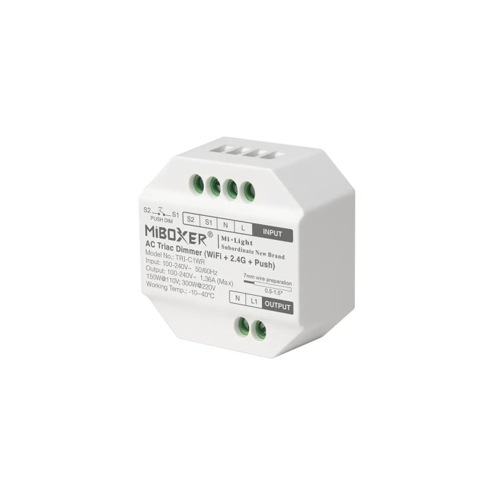 TRIAC Dimmer 100-240V AC 1.36A WiFi/2.4G/Push TRI-C1WR