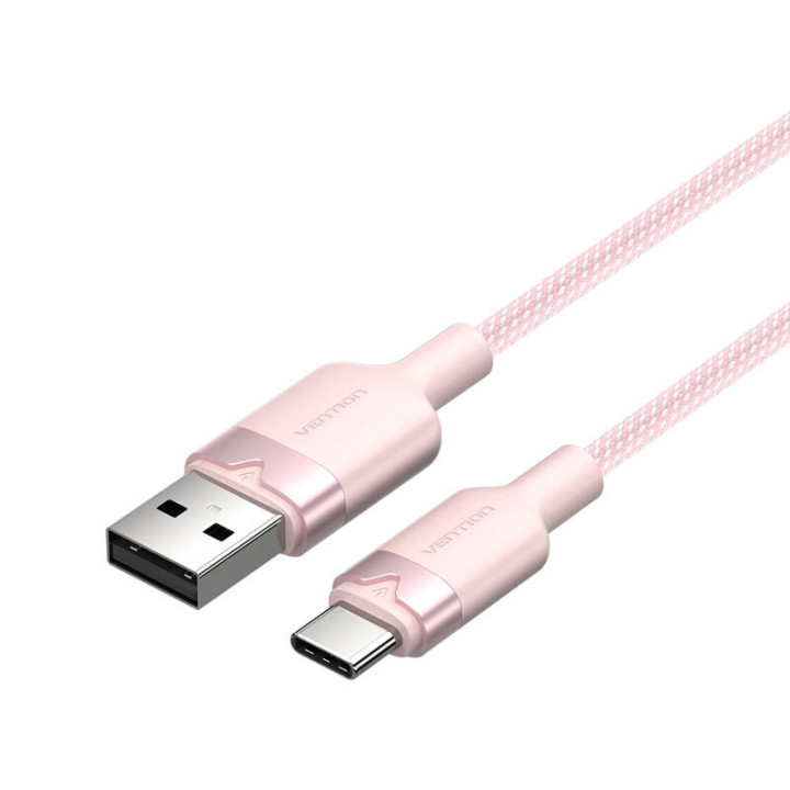 USB 2.0 A–USB-C 3A kabelis Vention CTNPH 2M (rozā)