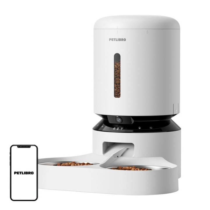 Petlibro Granary Camera Feed Dispenser with Double Bowl, 5L (White) PL-AF203-36W