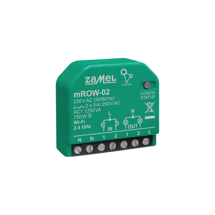 SMART SWITCH M/ROW-02 Wi-Fi SUPLA 230 V AC ZAMEL