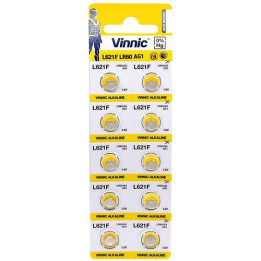 Vinnic L621F AG1 LR60 LR620 1,5V 14mAh alkaliparistot 10 kpl