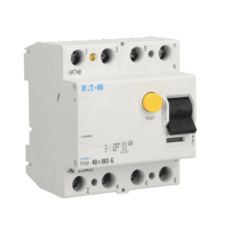 Eaton PFIM-40/4/003-G-MW Устройство защитного отключения типа G AC 4-полюсный 40 А 30 мА 230/400 В 10 кА выносливость xPole PFIM