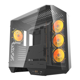 Darkflash DY470 kompiuterio dėklas (juodas) + 4 ventiliatoriai + GPU laikiklis