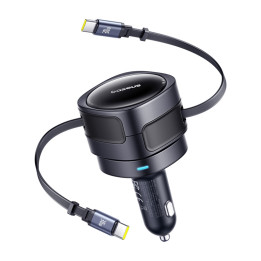 Baseus Enjoyment Max auto lādētājs ar USB-C+USB-C kabeļiem 60W Melns