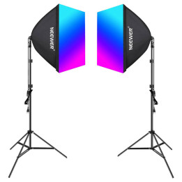 Komplektas Neewer NK800 dvi minkštos dėžės + lemputės RGB 24W 2700-6500K + trikojis + barndoors