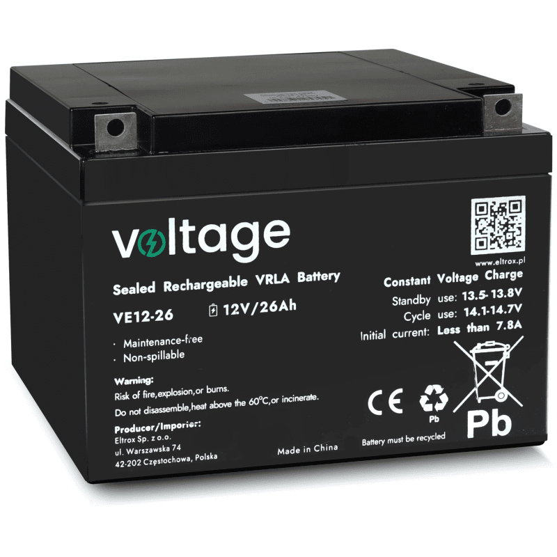 VOLTAGE AGM spriegums 12V 26Ah VE12-26