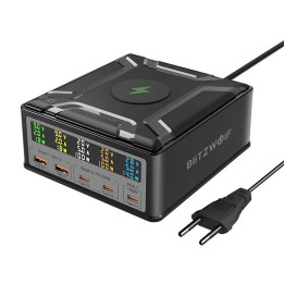 Blitzwolf BW-S28 260W, 2xUSB-A, 3xUSB-C, 15W langaton laturi (musta)