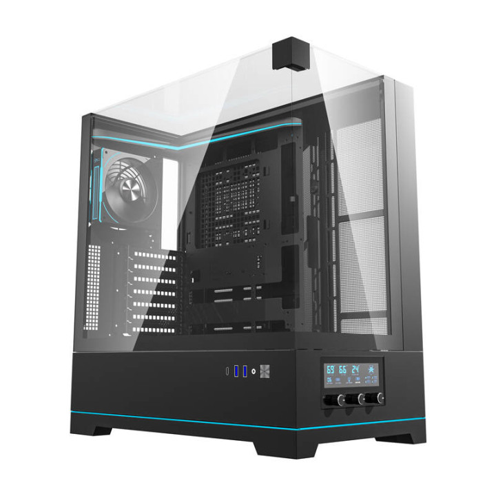 Darkflash DY450 ​​PRO kompiuterio dėklas (juodas) + 1 ventiliatorius