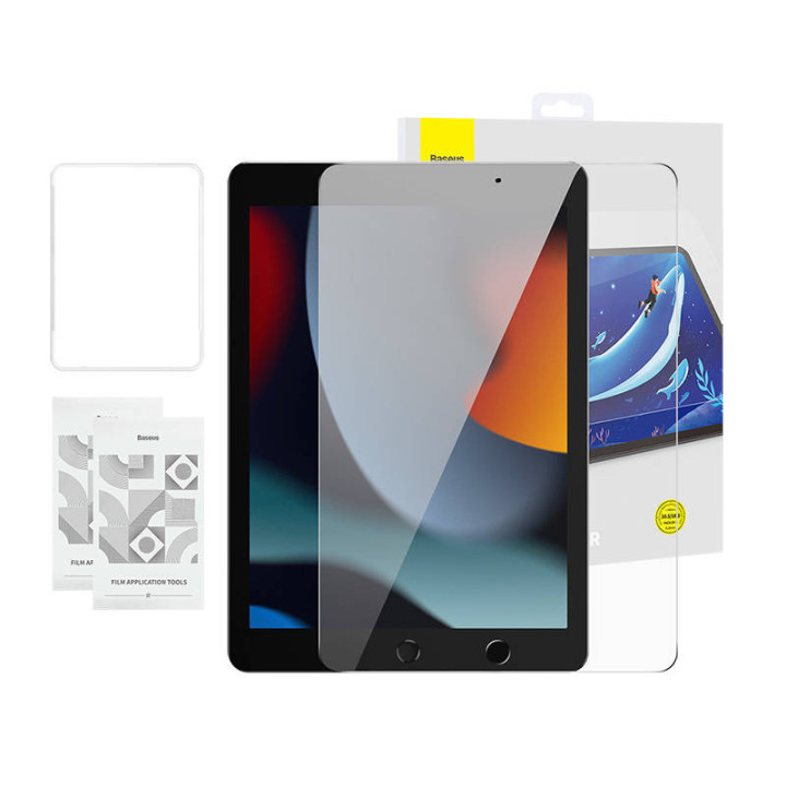 Rūdīts stikls Baseus Crystal 0,3 mm iPad Pro/Air3/ 10,2" iPad 7/8/9 (2szt.) + tīrīšanas komplekts