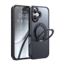 McDodo PC-4930 MagSafe korpuss iPhone 16 ar statīvu (melns)