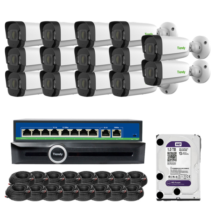 Tiandy FULL-COLOR-14X 14-Camera IP Kit 4MP Color Maker