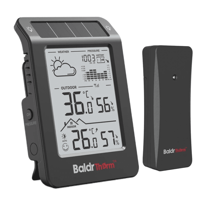 BALDRTHERM B0596WT2H2P-V1 Solar-Powered Weather Station (Black)