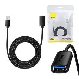 USB 3.0 pagarinājuma kabelis Baseus vīrišķais–sieviešu, AirJoy sērija, 2m (melns)
