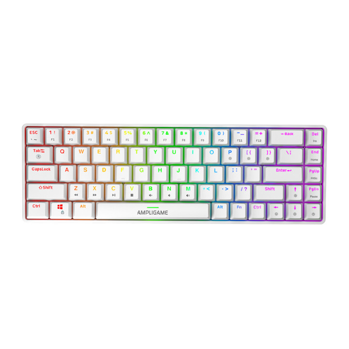 Fifine GK1W Mechanical Keyboard, 65% RGB (White)