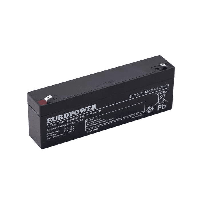 EUROPOWER EP 2.3-12 – AGM baterija 12 V, 2,3 Ah, tarnavimo laikas 6-9 metai