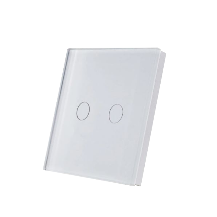 SmartWise wall switch glass touch front panel, white, 2-button