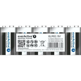 5x everActive Pro Alkaline 9V 550mAh 6LR61 6LF22 E-Block Professional Industrial Battery 5pcs