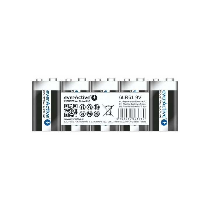 everActive Pro 9V Alkaline Battery 550mAh, 5pk