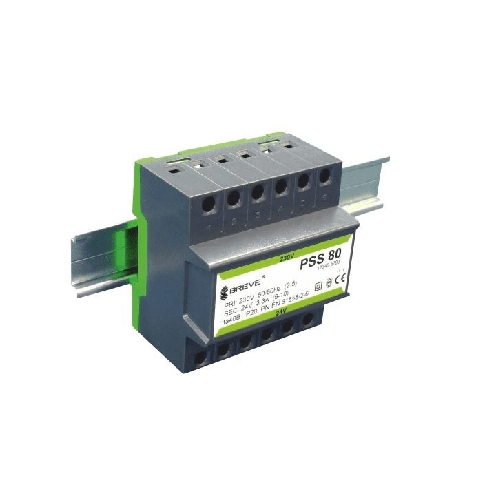 Yksivaiheinen muuntaja PSS 50N 230V 24V IP30 DIN-kiskoon TH-35 modulaarisessa kotelossa