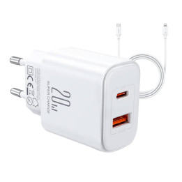 Laturi Joyroom JR-TCF05 Flash, 20W + C–L kaapeli 1 m (valkoinen)