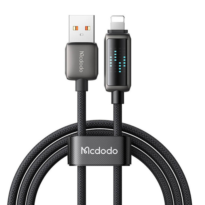 Mcdodo CA-5250 USB-A līdz Lightning kabelis, LED displejs, 1,2 m