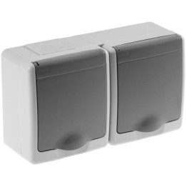 BETA surface socket 2-gang with grounding and cover grey IP44