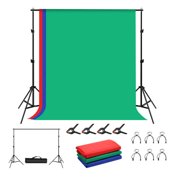 Fotostuudio tausta tugi Puluz 2x2m + Taustad 3 tk PKT5204