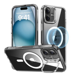 ESR Classic Hybrid (HaloLock) maciņš ar statīvu priekš iPhone 16 Plus (caurspīdīgs)