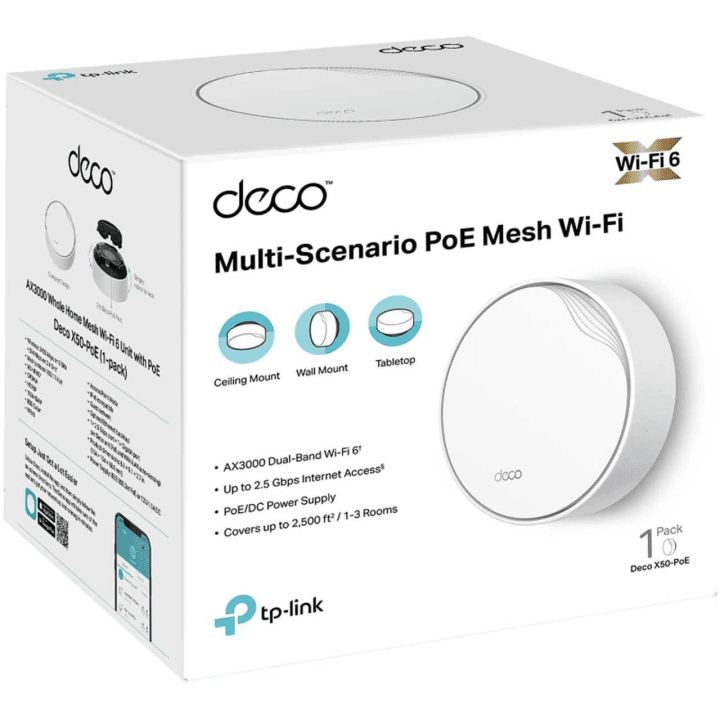 TP-LINK DECO X50-POE kodin Wi-Fi Mesh -järjestelmä (1 pakkaus)