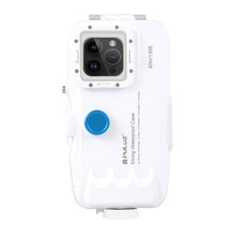 Puluz plastmasas ūdensnecaurlaidīgs korpuss iPhone 15 Plus/15 Pro Max/14 Plus/14 Pro Max/13 Pro Max/12 Pro Max/11 Pro Max (balts
