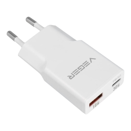 VEGER VG-30W1A1C 30W USB-C настенное зарядное устройство с двумя портами и быстрой зарядкой PD