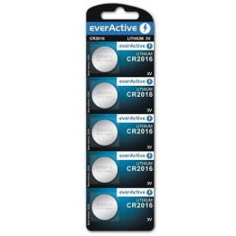 everActive CR2016 DL2016 ECR2016 3V 75mAh litiumakku 5kpl