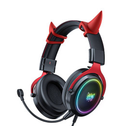 Игровые наушники ONIKUMA X10 Черно-красные розовые Demona