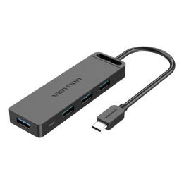 Centrmezgls 5in1 ar 4 portiem USB 3.0 un USB-C kabeli Vention TGKBB 0,15 m Black
