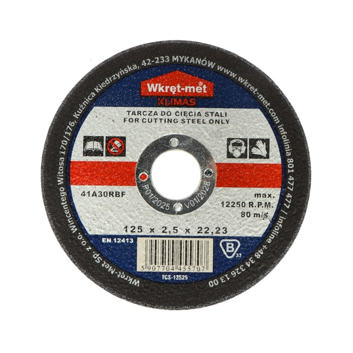KORUNDO DISKAS PLIENUI PJOVYTI TCS-12525 125 mm WKRĘT-MET KLIMAS